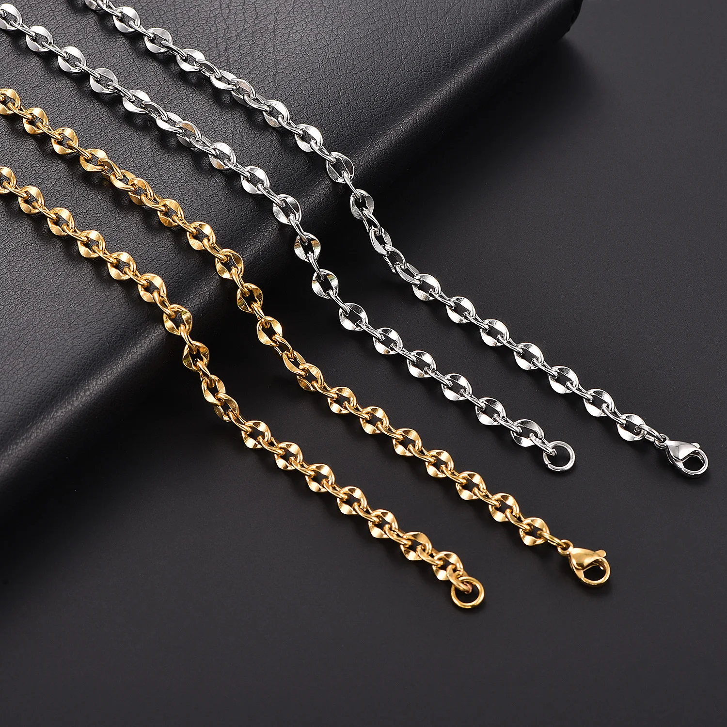 5/6/7mm Edelstahl Ovalkette Kubanische Halskette Hip-Hop Punk Knoten-Glieder Exquisiter Armschmuck für Frauen und Männer – Detail 6