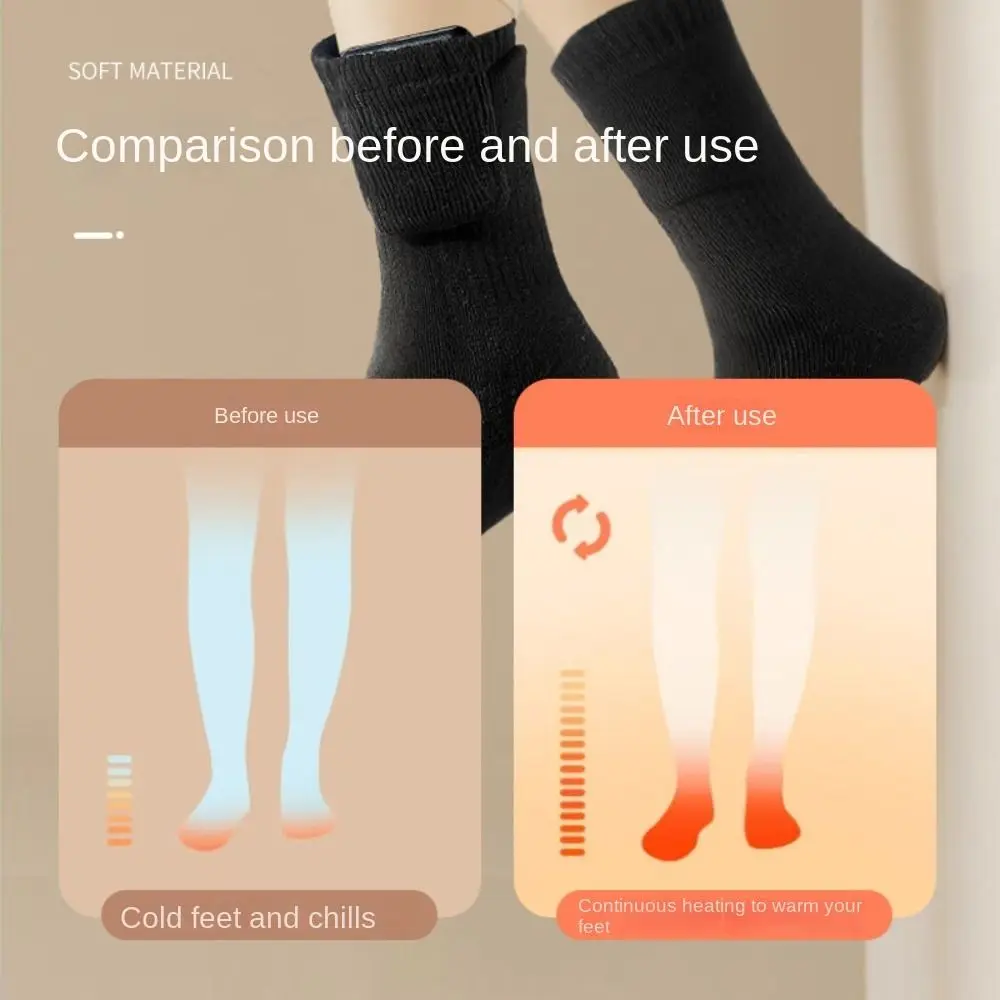 

Зимние теплые хлопковые носки с USB-подогревом 5В, быстрый нагрев, мягкие термоэлектрические носки для улицы и спорта