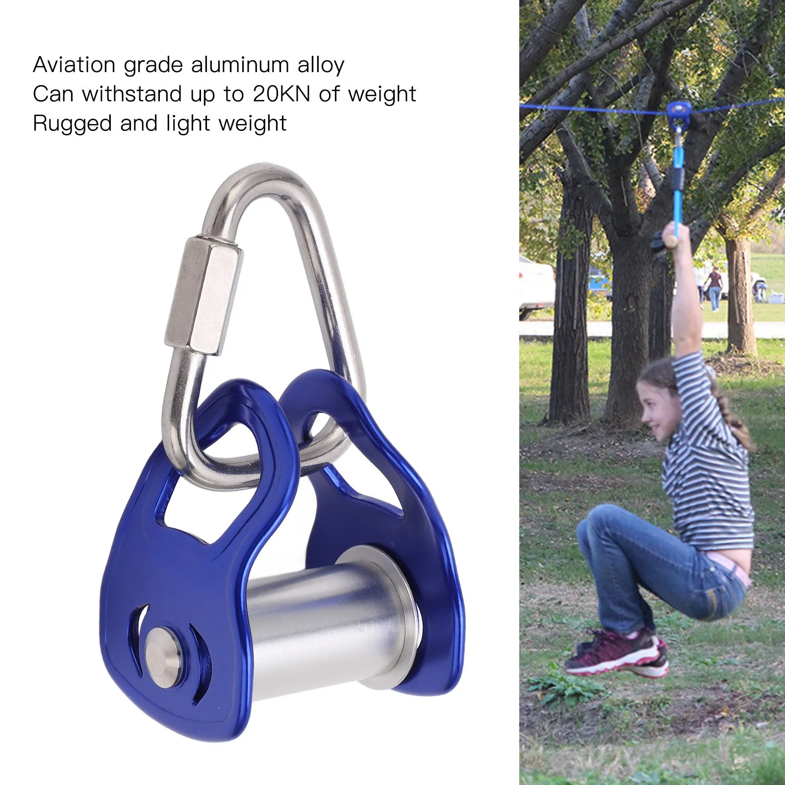Polea Deslizante para Deportes al Aire Libre, Kit de Poleas para Entrenamiento de Slackline y Circuito de Obstáculos para Niños y Adultos