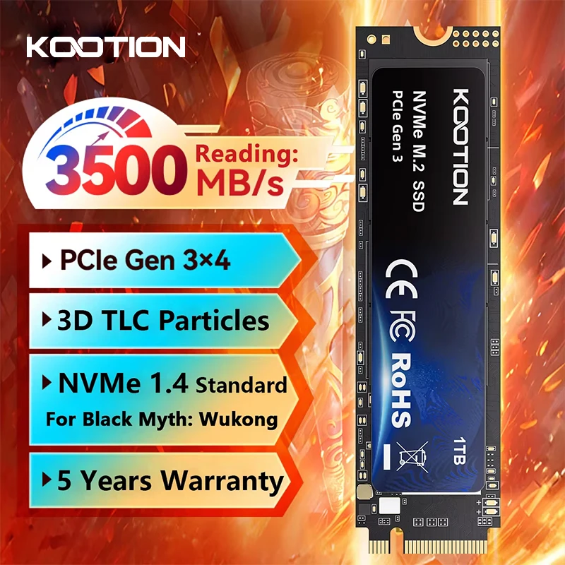 Kootion X15 PCIe 3.0 Internal Solid State Drive M.2 SSD NVMe 2TB 1TB 512GB 256GB SSD M2 2280  Disk for Laptop Desktop