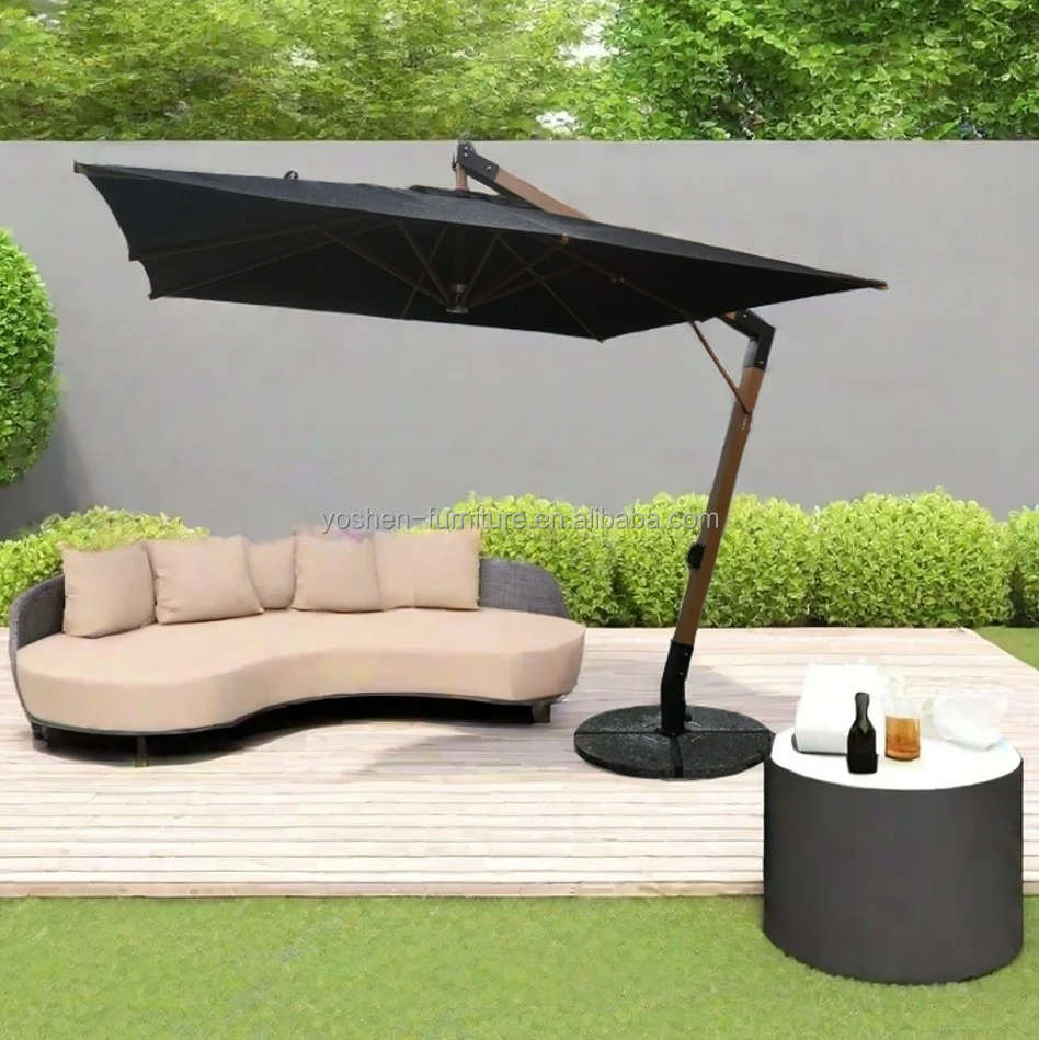 

13 ft Large Garden Umbrella Parasol Black Patio Umbrellas 4m Giant Black Cantilever Patio Umbrellas With Base