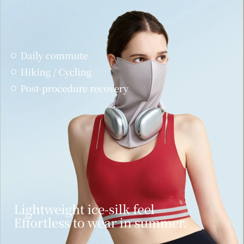 Immagine 4: Maschera di Protezione UV SUJIIN UPF50+ Maschera Parasole in Seta Ghiacciata per Donne Traspirante e Anti-UV per l'Estate XK004