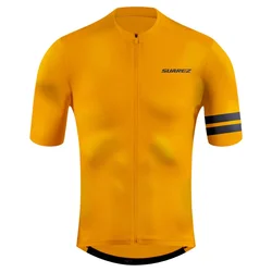 Summer Cycling Men's Yellow Short Sleeve Jerseys Ropa Ciclismo Maillot Hombre Mountain Bike T-Shirts Sportswear Breathable Tops