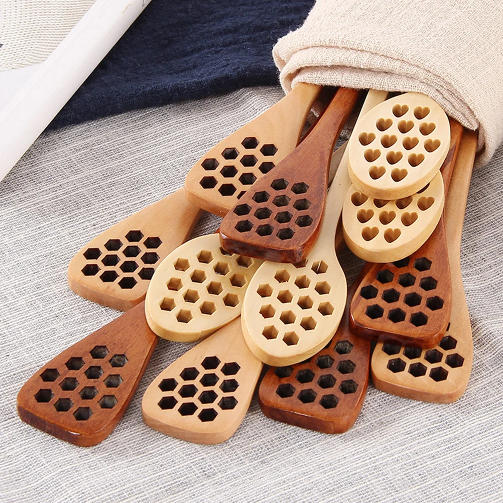 

2Pcs Coffee Stirring Spoon Natural Wooden Heart Shaped Hollow Stick Honey Mixing Spoon for Kitchen Party Wedding