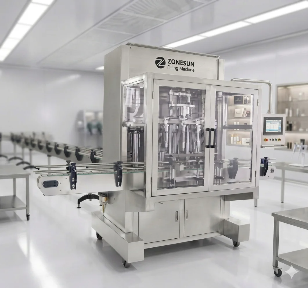 ZONESUN ZS-SV4G Automatic 4 Heads Liquid Paste Filling Machine Servo Motor Cosmetic Cream Lotion Honey Bottle Filler Equipment