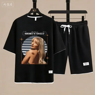 

Summer 2026 New Men's pullover sportswear Set, fashionable basketball men's casual short-sleeved T-shirt + shorts two-piece set