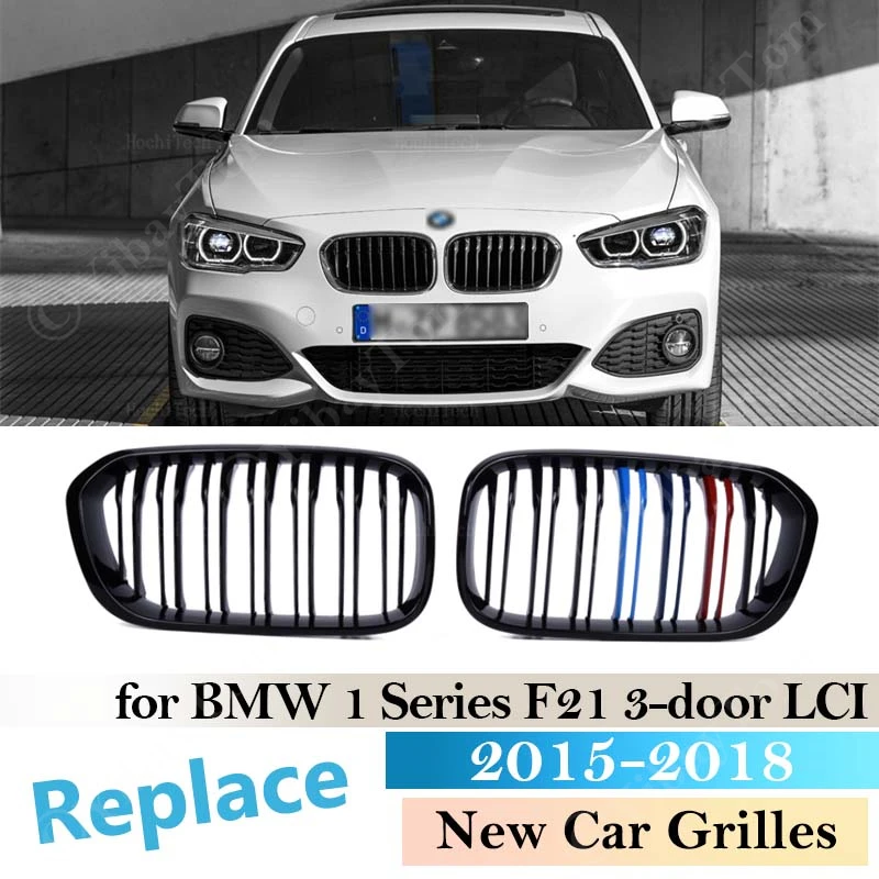 

Blackened Sport kit ABS For BMW 1 Series F21 F20 2015~ 2018 Facelift Front Kidney Grille Dual Slat Grilles Multi Color 2014 2015