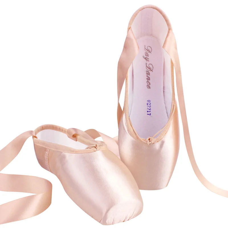 New toe shoes with satin ballet dance straps for women, children's beginners, flat bottomed adult toe training dance shoes