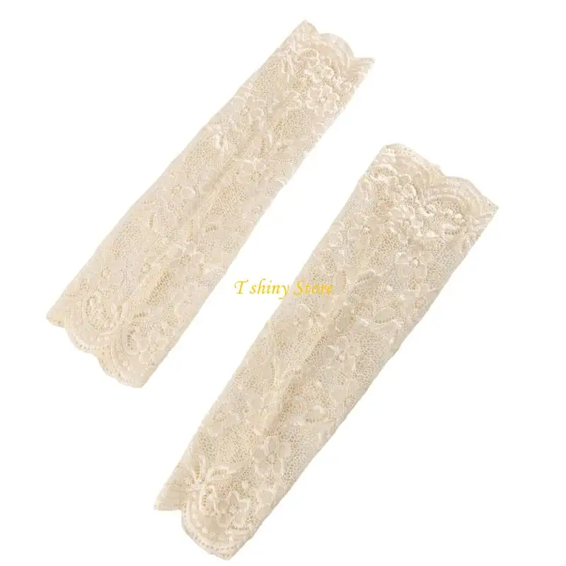 

N58F Breathable Lace Sun Gloves For Women Elastic Fit Oversleeve For Summer Activities
