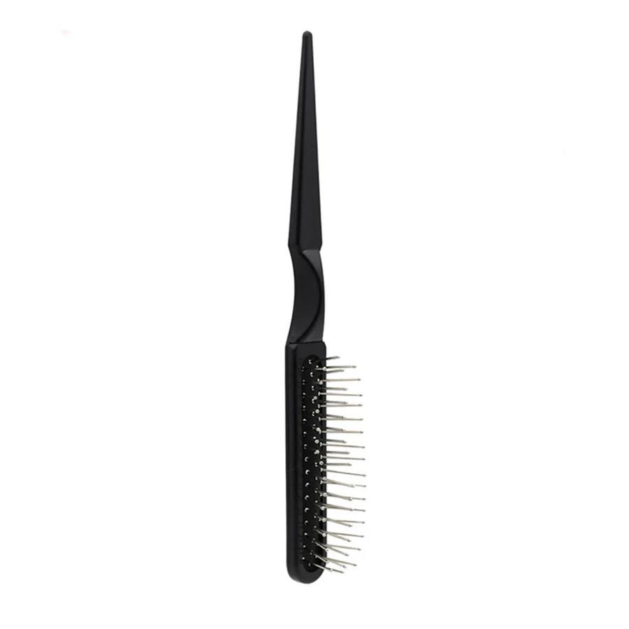 3 Row Hair Brush Metal Tips Rattail Teaser Brushes Wig Comb Rat Tail Detangling Men Salon Hair Styling Steel Needle Hairbrush