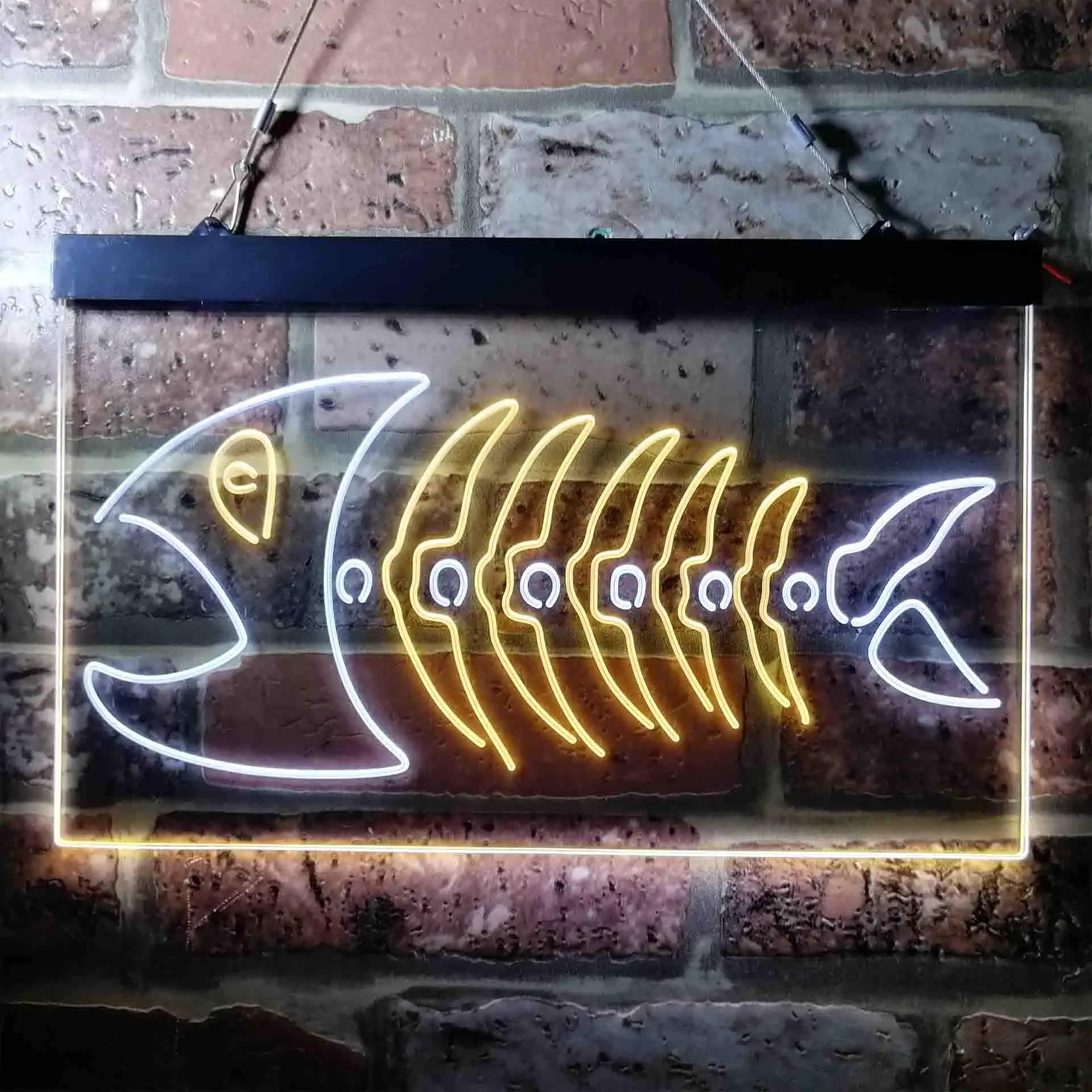 Fish Bones Fossil Dual Color Led Neon Sign st6-i3693