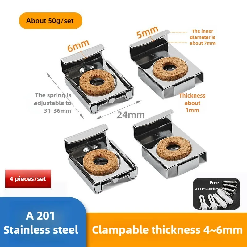 4 pcs Mirror Wall Hanging Fixing Kit Frameless Clips Mounting Hanger Clamp Wall Brackets Clamps For Kitchen Living Room