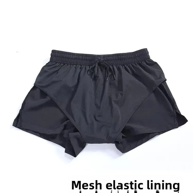 Pantalones cortos profesionales para correr maratón, pantalones de entrenamiento deportivos atléticos de secado rápido para hombre, doble capa, tres cuartos de longitud