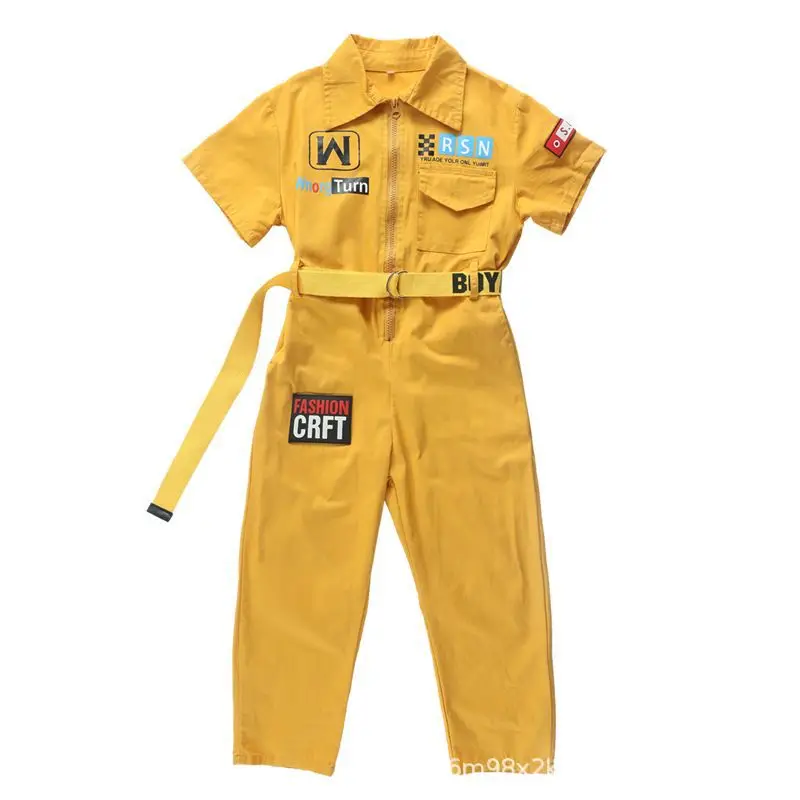 Boys Hip Hop Bodysuits Girls Cargo Pants Workwear Jumpsuits Kids Street Dance Rompers Clothes Costume Child Streetwear Playsuits