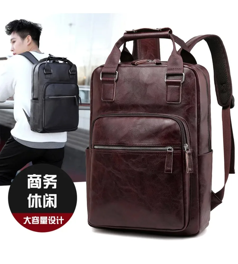 Heritage-inspired Leather Travel Backpack Spacious Vintage-style Laptop Bag for Business Trips