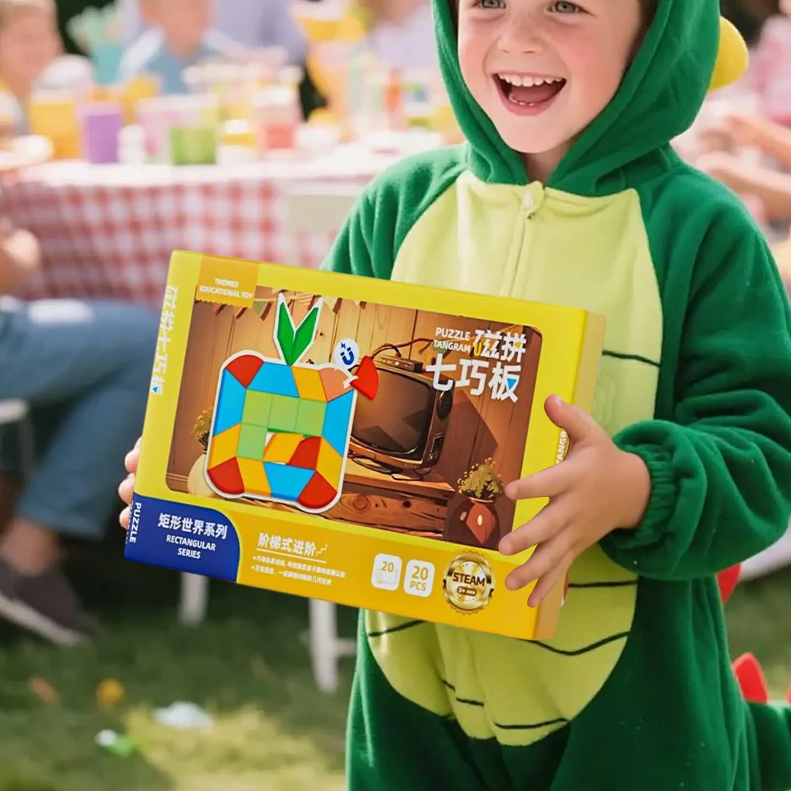 ألغاز تانجرام للأطفال كتل ألغاز تانجرام تفاعلية تعليمية مع مغناطيس للحفلات الليلية في الفصول الدراسية ورياض الأطفال #3