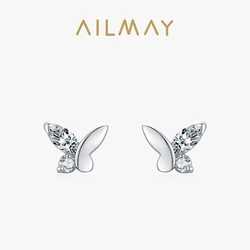 Ailmay Real 925 Sterling Silver Cute Butterfly Stud Earrings Exquisite Stackable Star Stud Earrings for Women Fashion Jewelry Va