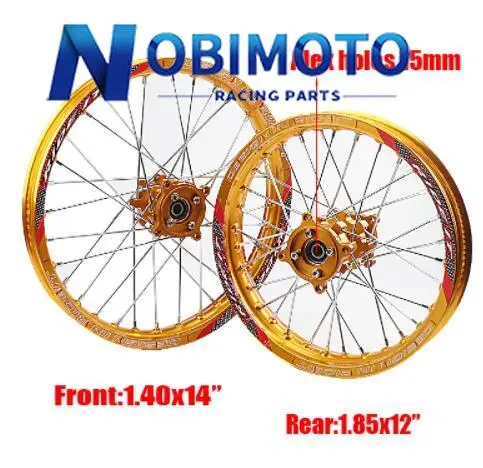 

15mm Front 1.40x14 inch Rear 1.85x12 Inch For KAYO HR-160cc TY150CC Dirt Pit Bike Motorcycle Aluminium CNC Hub Wheel Rim with