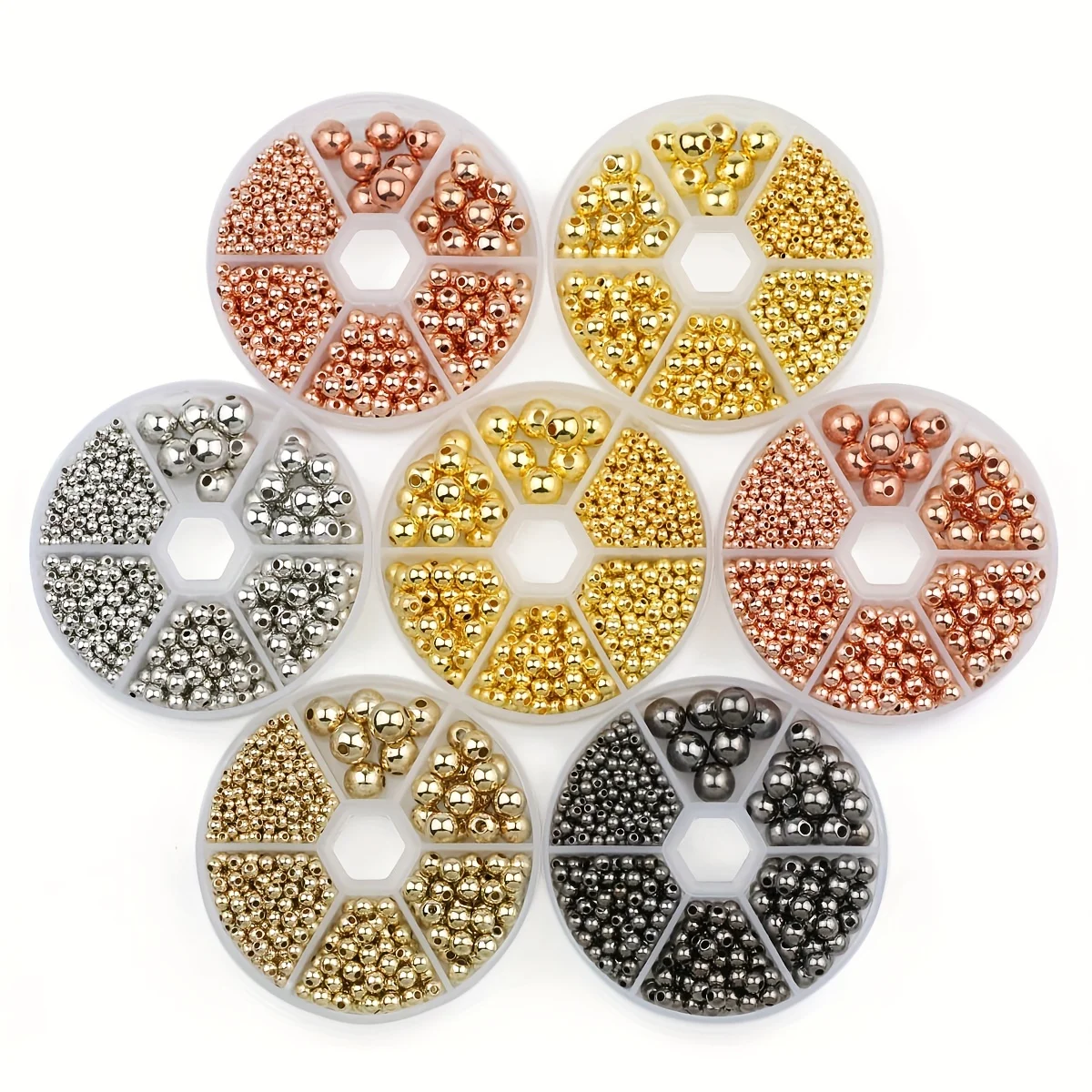 550Pcs 2~10mm Disc Set CCB Gold/Silver Loose Beads Spacer For Jewelry DIY Bracelet Necklace Accessories Making Tools