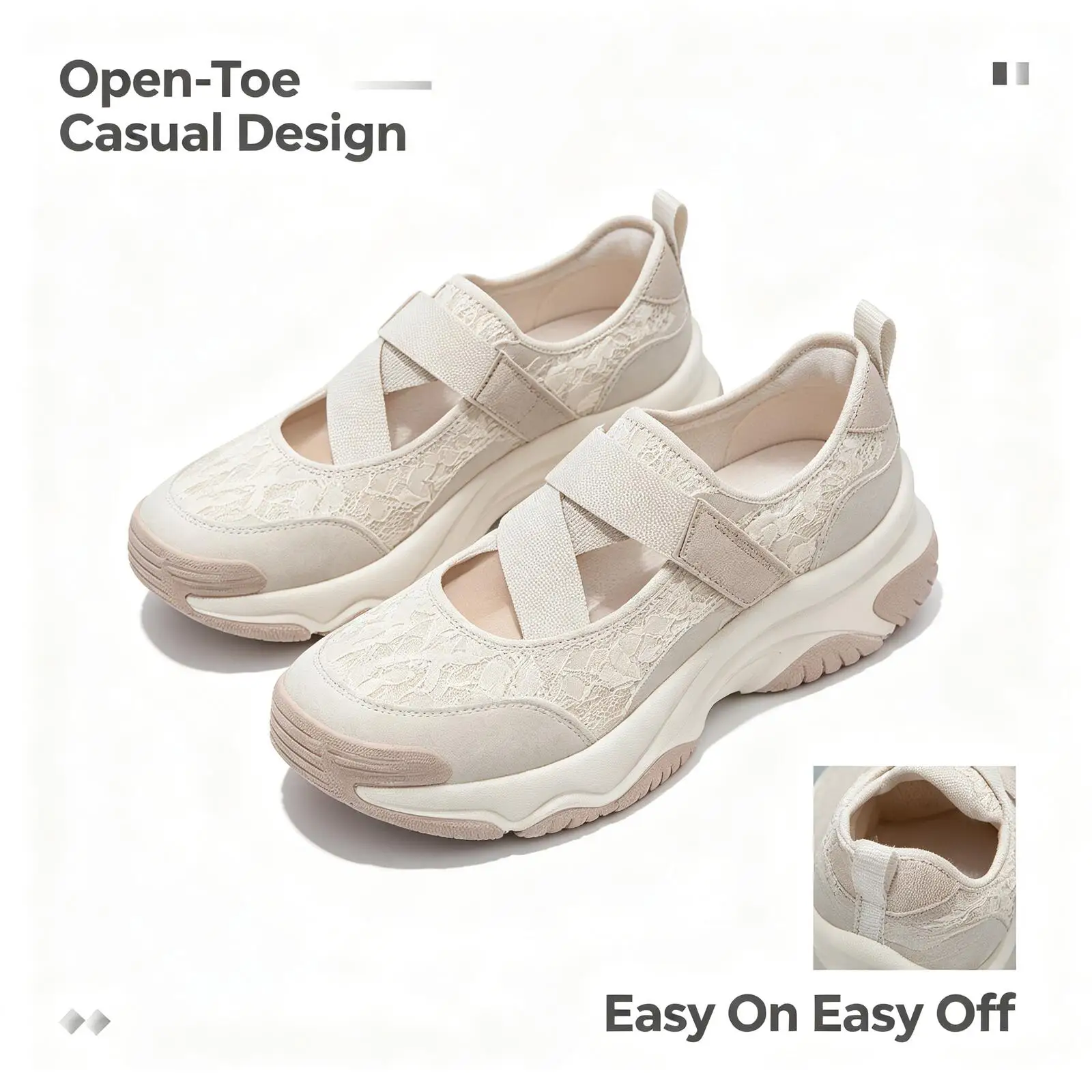 Skechers Cutout Strap Platform Sneakers Breathable Mesh Adjustable Strap Comfort Casual Shoes Natural Multi Colors 177604-NAT