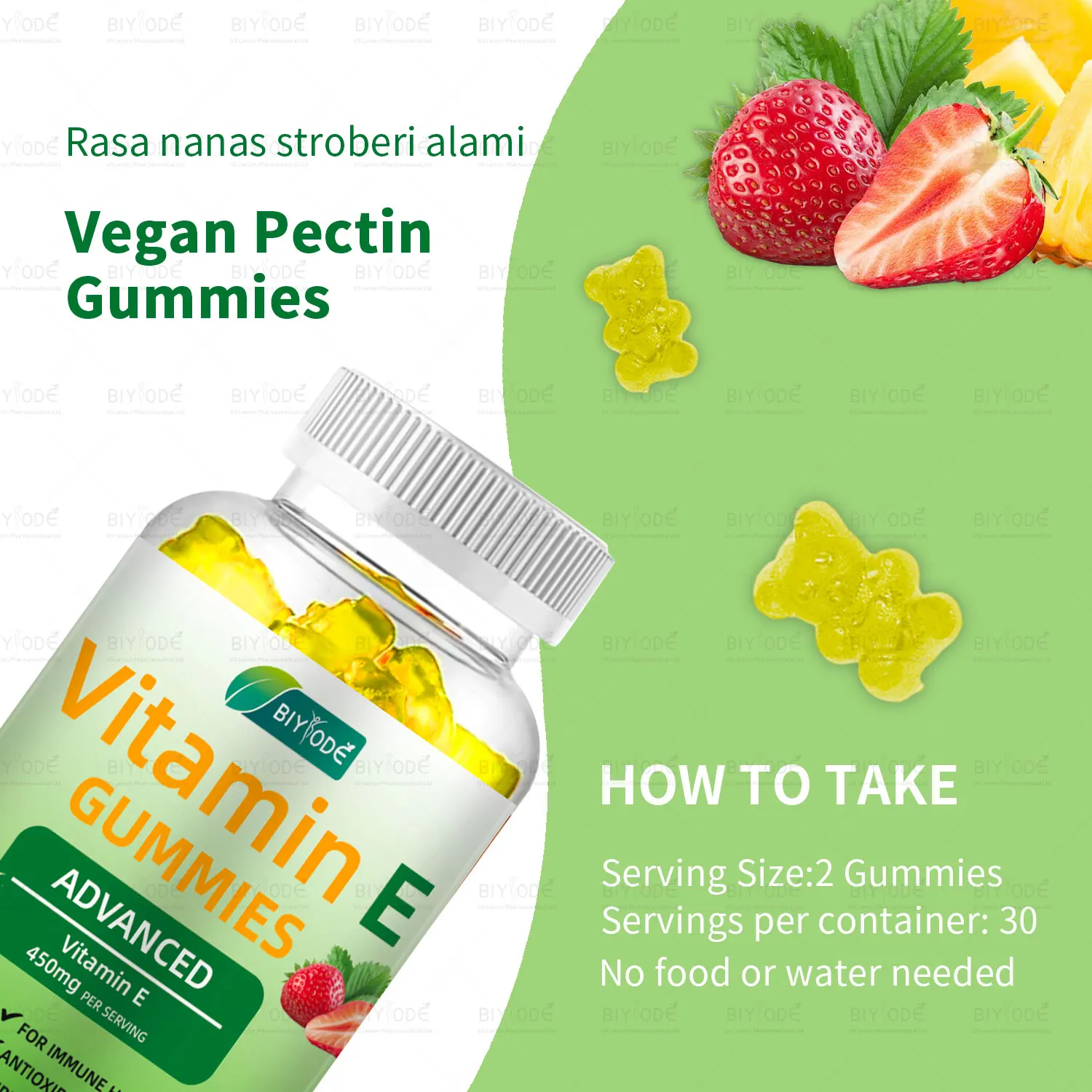 

【BIYODE】WellAlpha Vitamin E Gummies Mixed Berries Fruit Flavored Soft Chews for Brain Health Natural Antioxidant Supplement