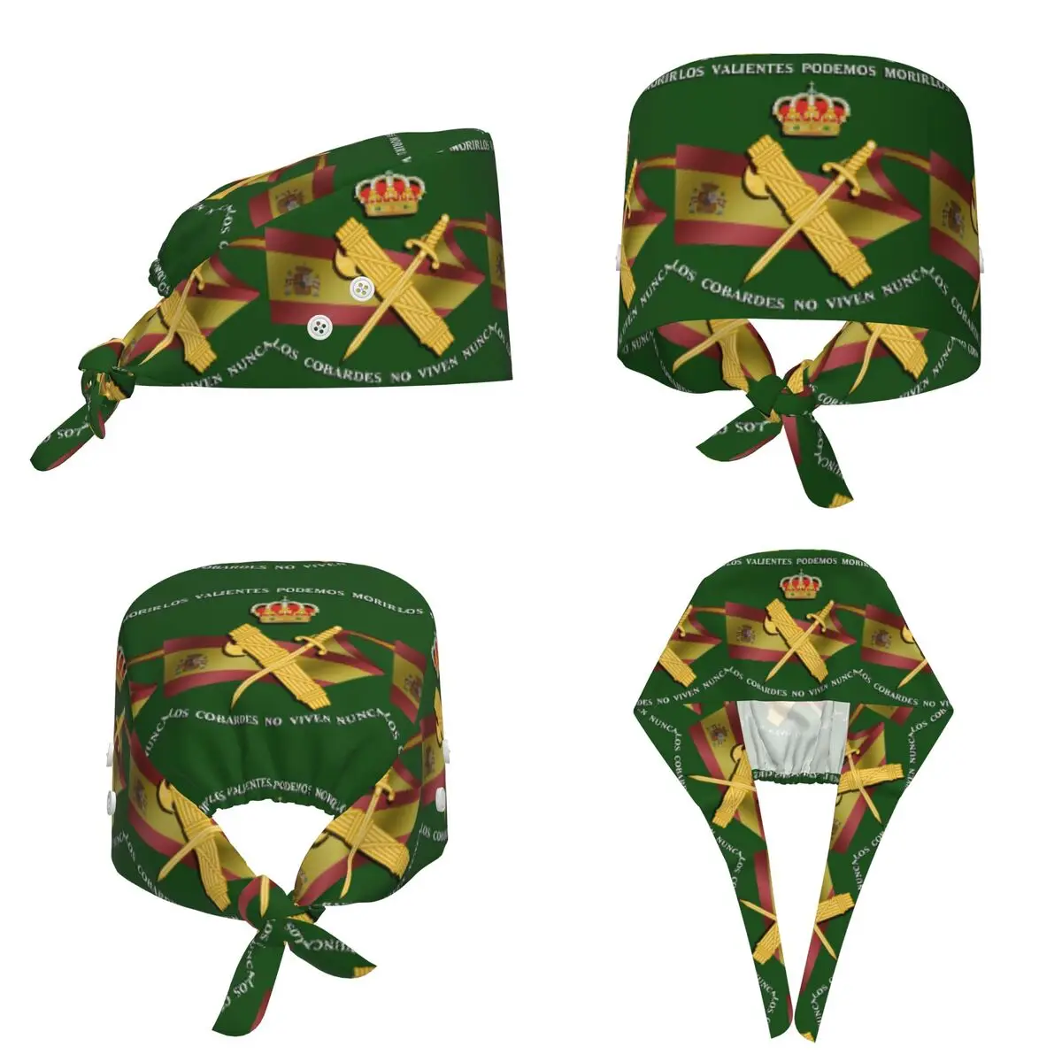 Gorro Quirúrgico con Bandera de la Guardia Civil Española, Gorro de Trabajo para Médico, Gorro Ajustable para Enfermería, para Hombres y Mujeres, para Dentistas