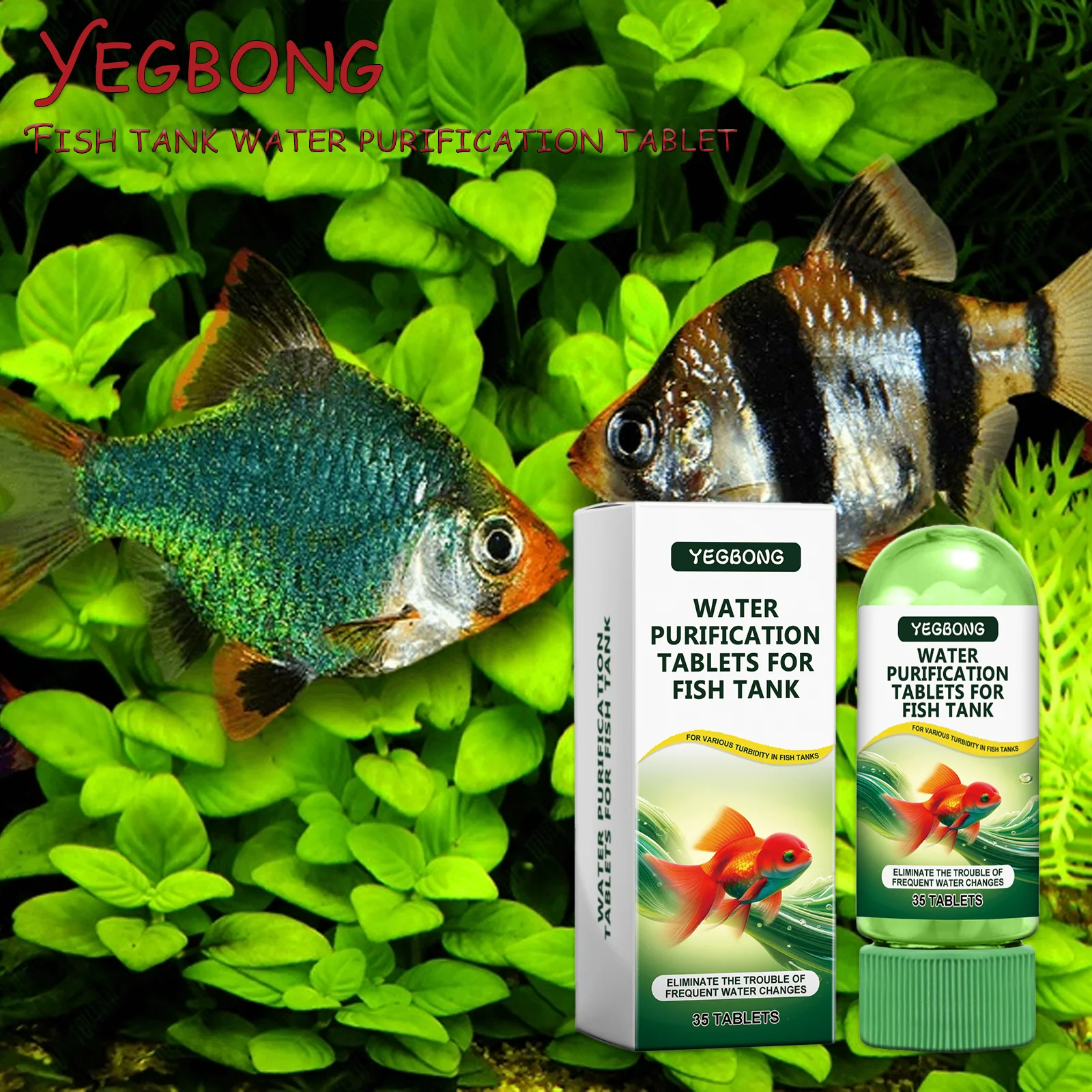 Tabletas purificantes de agua para acuario, 35 unidades especializadas para limpiar, desodorizar, eliminación de algas y manchas