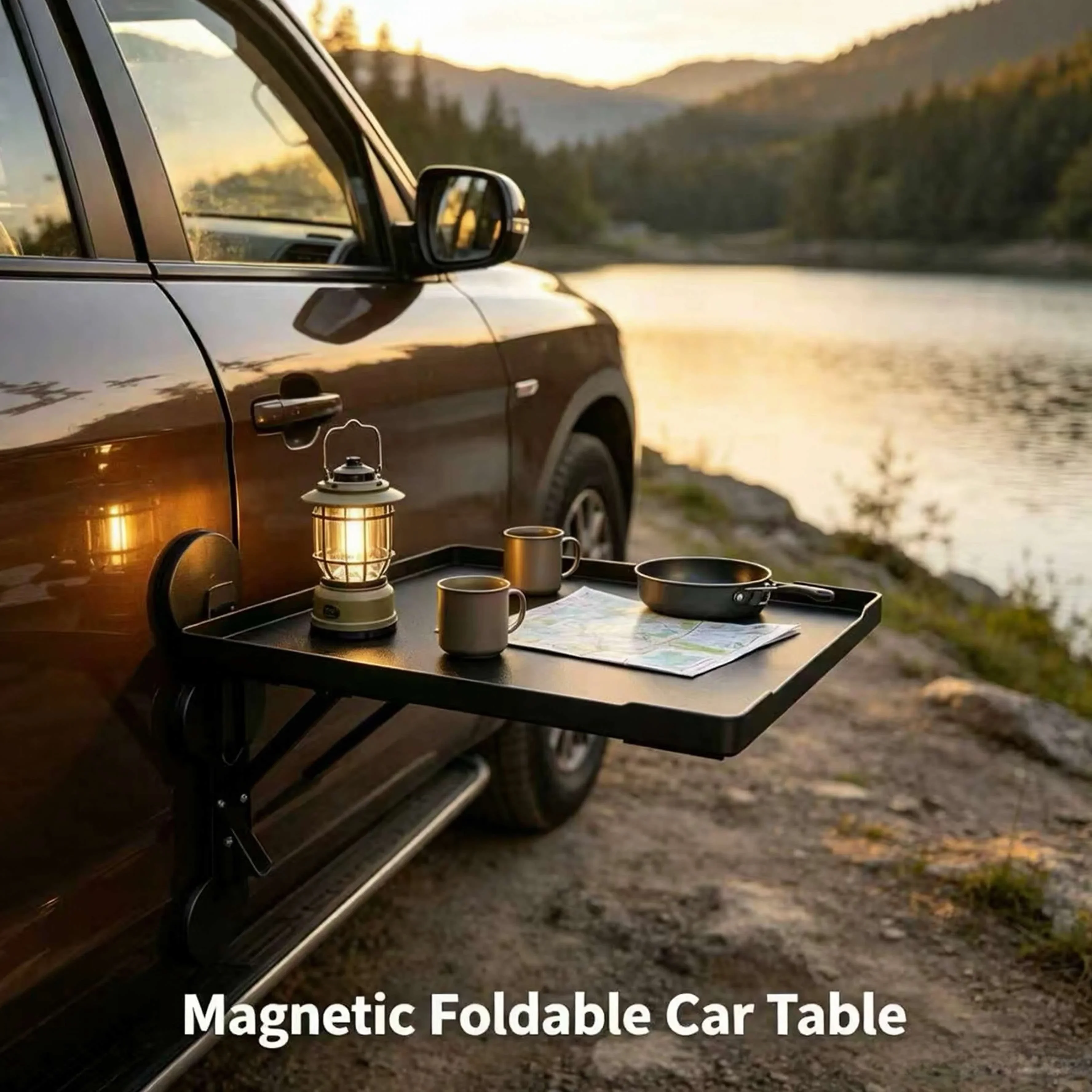 Portable Car Side Door Hanging Tray Foldable Auto Table for Camping Cooking Picnic Road Trip SUV Outdoor Accessories view 4