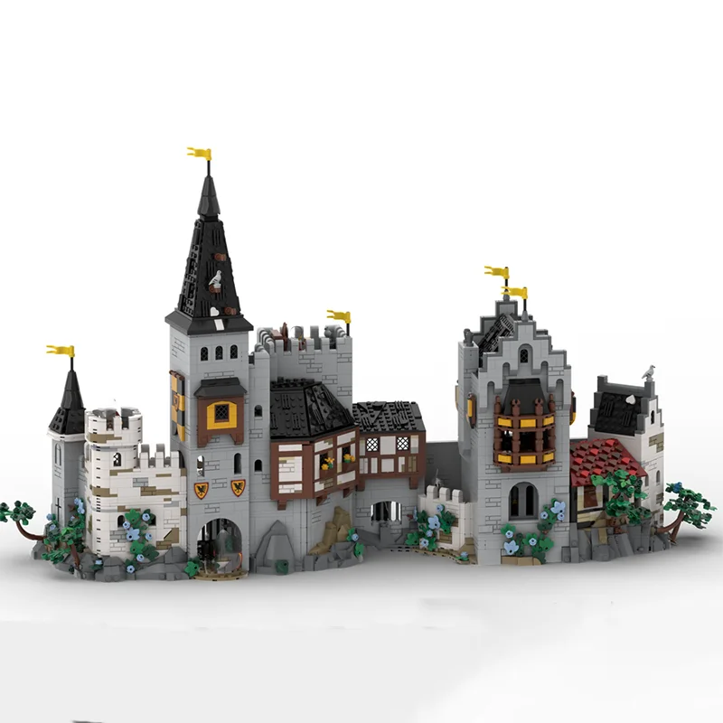 3934 MOC 中世の城建築：レイヴンズ・ネストモデル、DIY組み立てブロック玩具、子供の誕生日プレゼント。