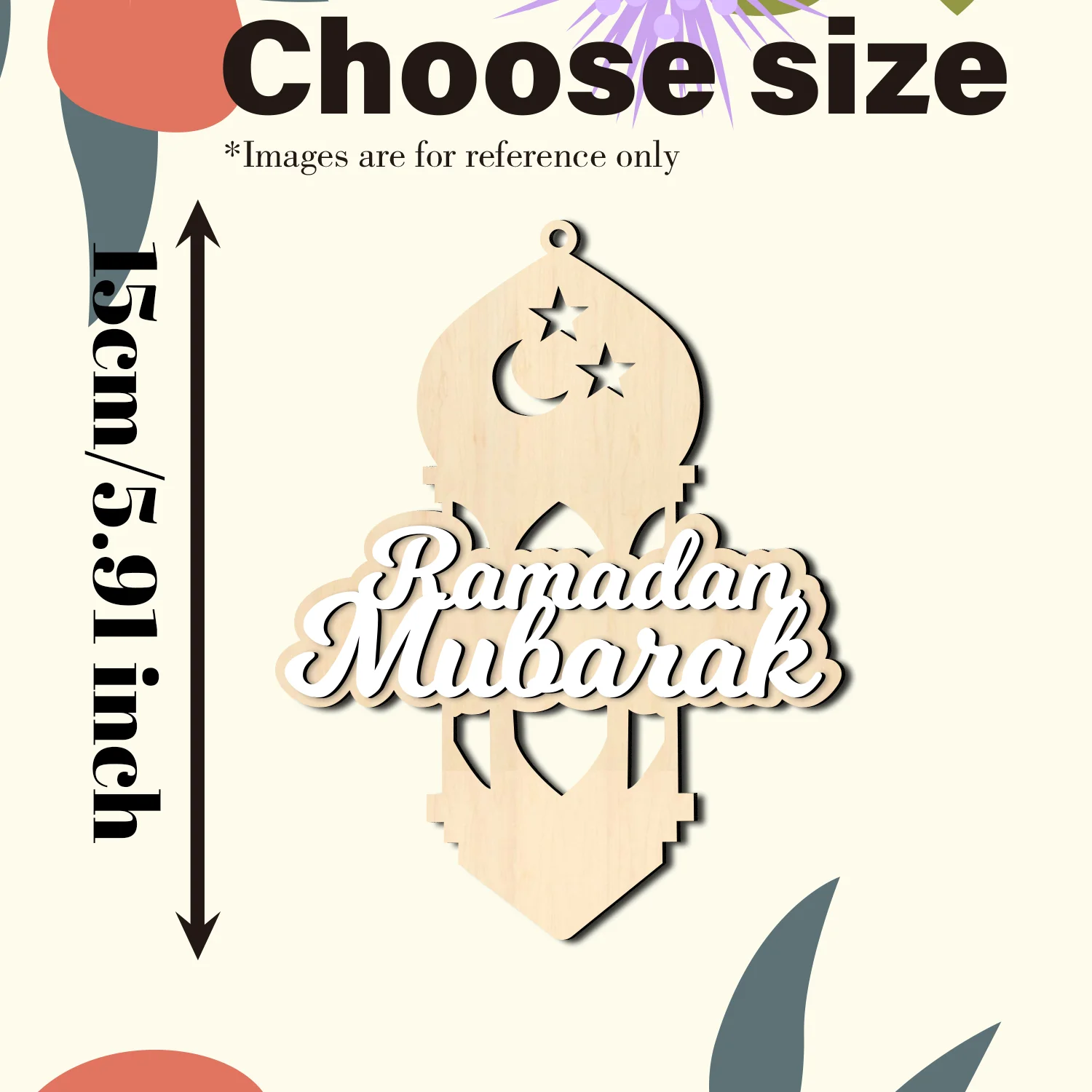 Wooden Ramadan Mubarak Tabletop Sign – Layered Lantern, Crescent Moon & Star Plaque for Islamic Home Decor and Gifts