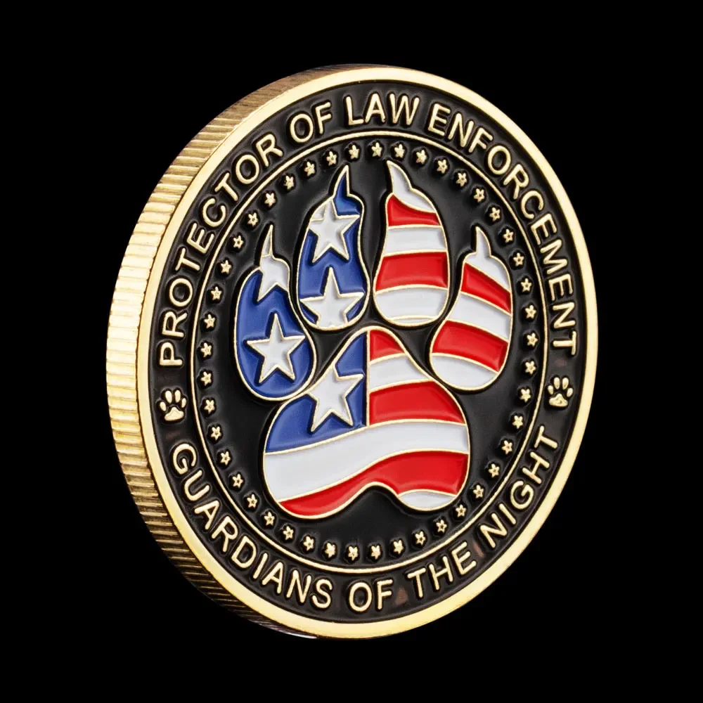 K9 Canine Law Enforcement Souvenir Coin Bronze Plated Protecor of Law Enforcement Guardians of The Night Commemorative Coin