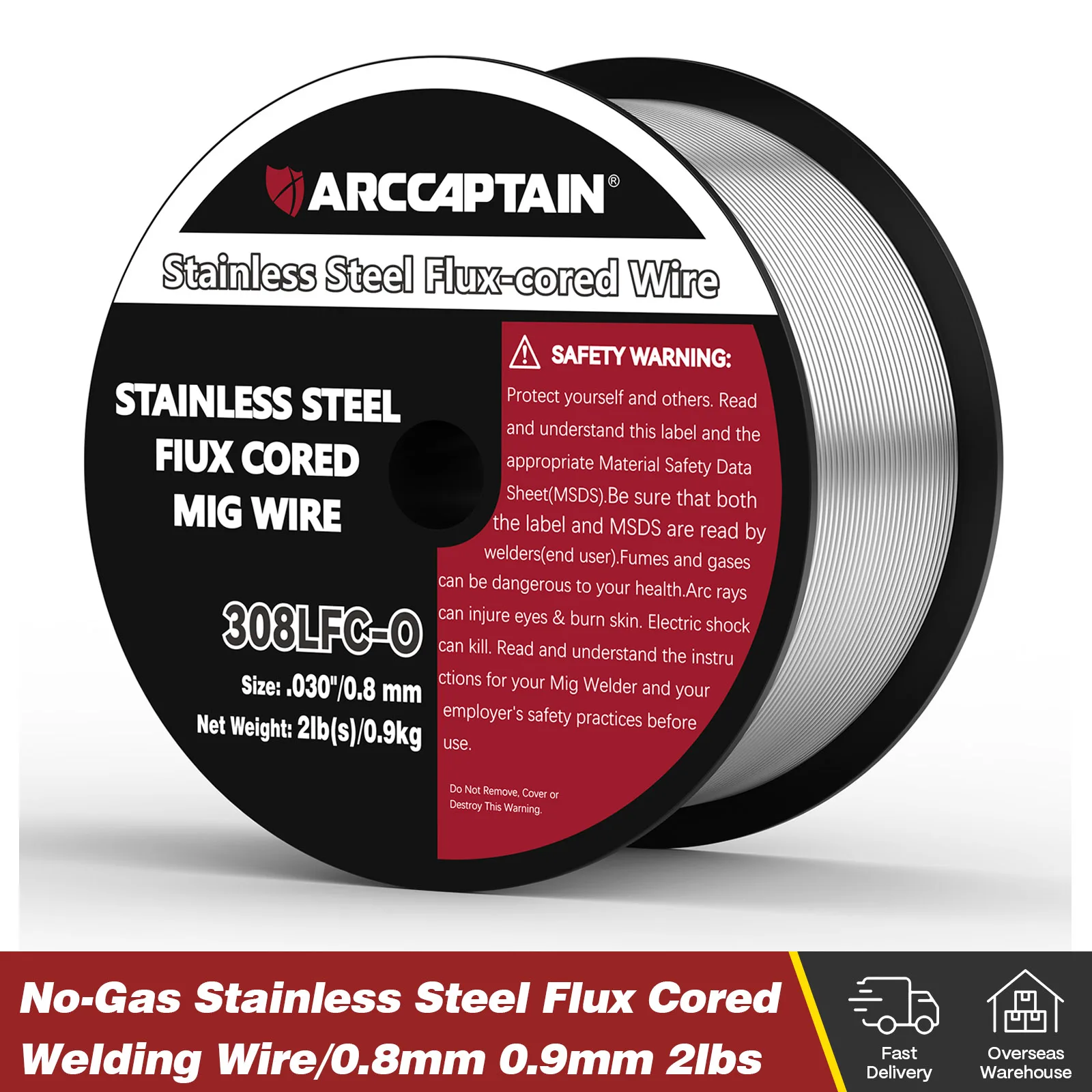 

ARCCAPTAIN Stainless Steel Flux Cored MIG Welding Wire E308LFC-O 0.8 0.9mm 2IB 1KG 1Roll For MIG Welding Machine Soldering