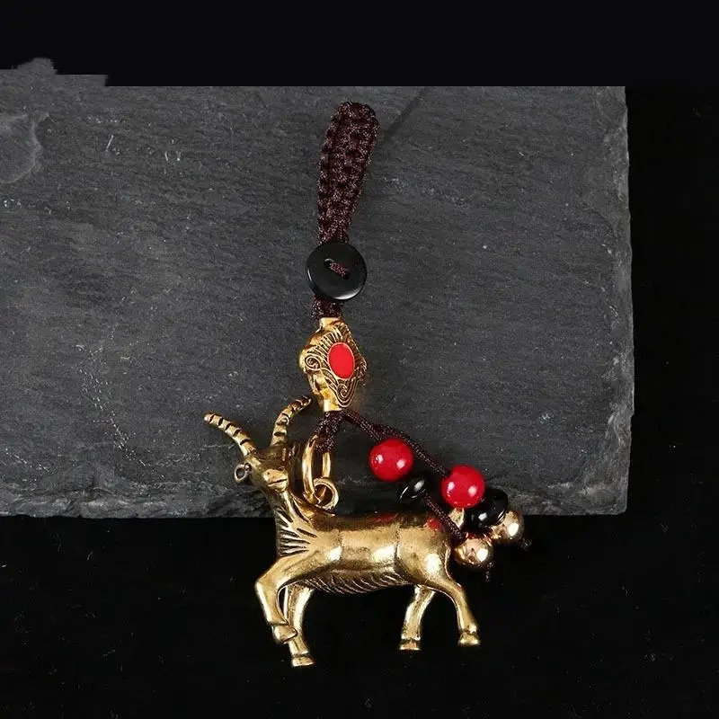 2027 Jahr des chinesischen Tierkreiszeichens Ziege Glücksbringer-Anhänger Schlüsselanhänger Kupfer Feng Shui Reichtum Schlüsselring Damen Herren Taschenanhänger Schmuck Geschenk – Detail 4