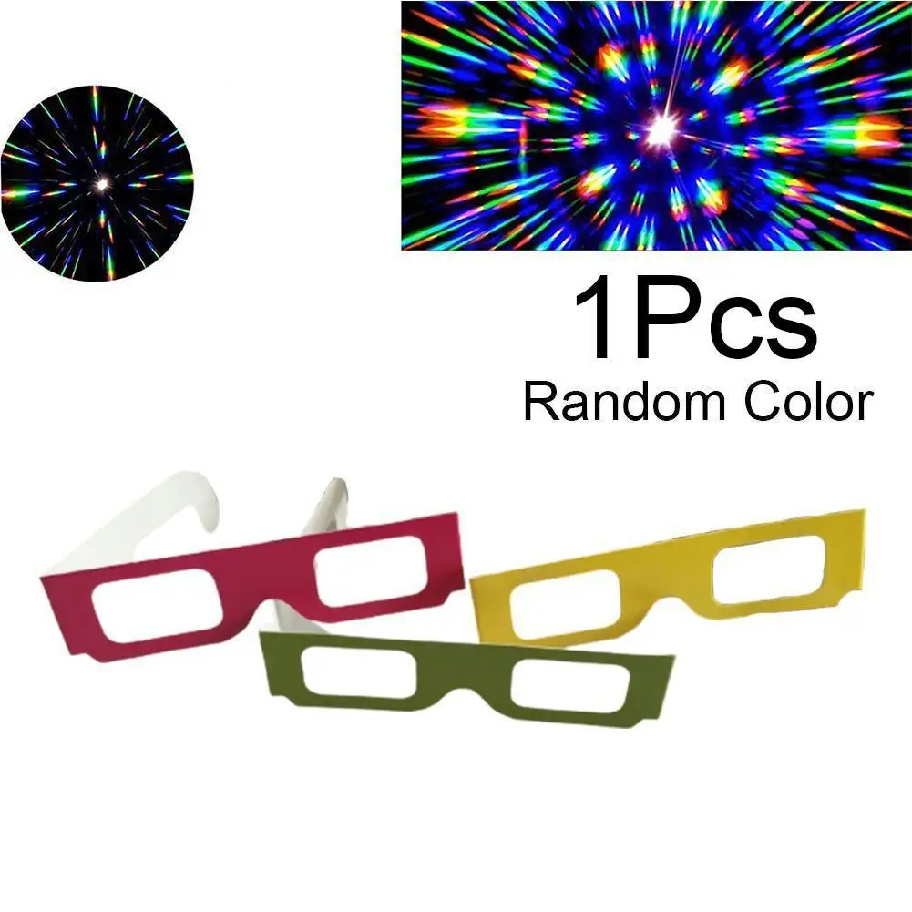 10Pcs Paper Frame 3D Fireworks Glasses Rainbow Glasses Glasses Light Lamp Bubbles Diffraction Glasses Used Music Festival  Acces