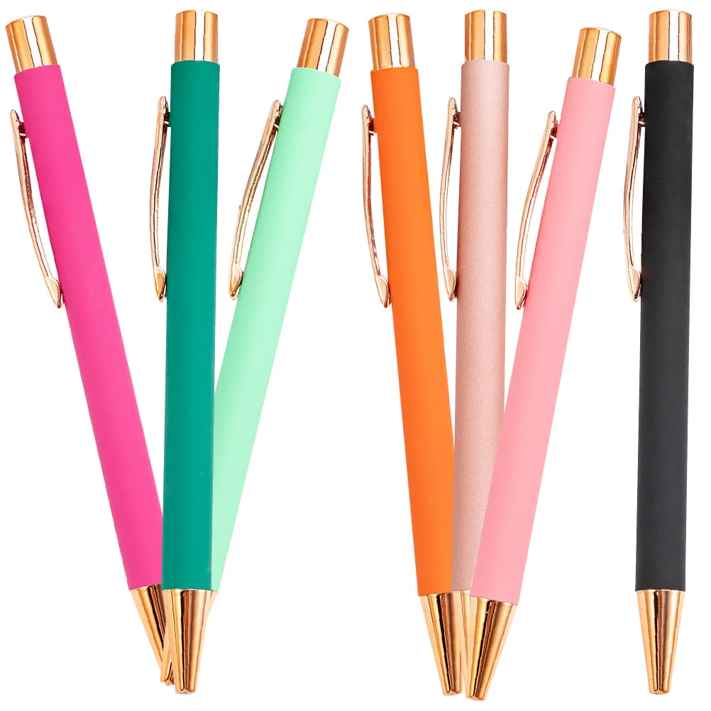 

7pcs Metal Ballpoint Pens Portable Smooth Writing Pens For Office School Exam Bright Color Aesthetic Writing Supply