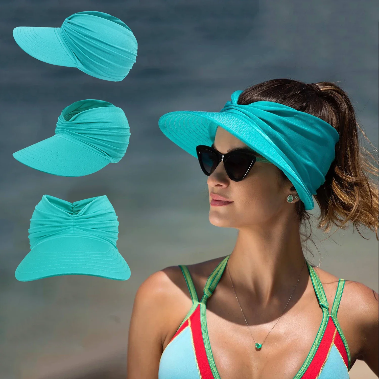 1Pcs Foldable Sun Visor Hat Women Empty Top UV Protection Lightweight Outdoor Beach Summer Casual Headwear