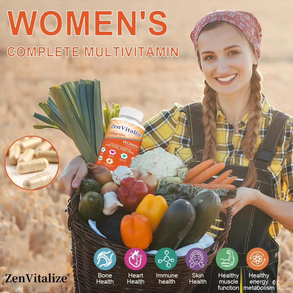 ZenVitalize الفيتامينات المتعددة النسائية للمناعة والجمال ودعم الطاقة ودعم صحة العظام ويعزز عملية التمثيل الغذائي