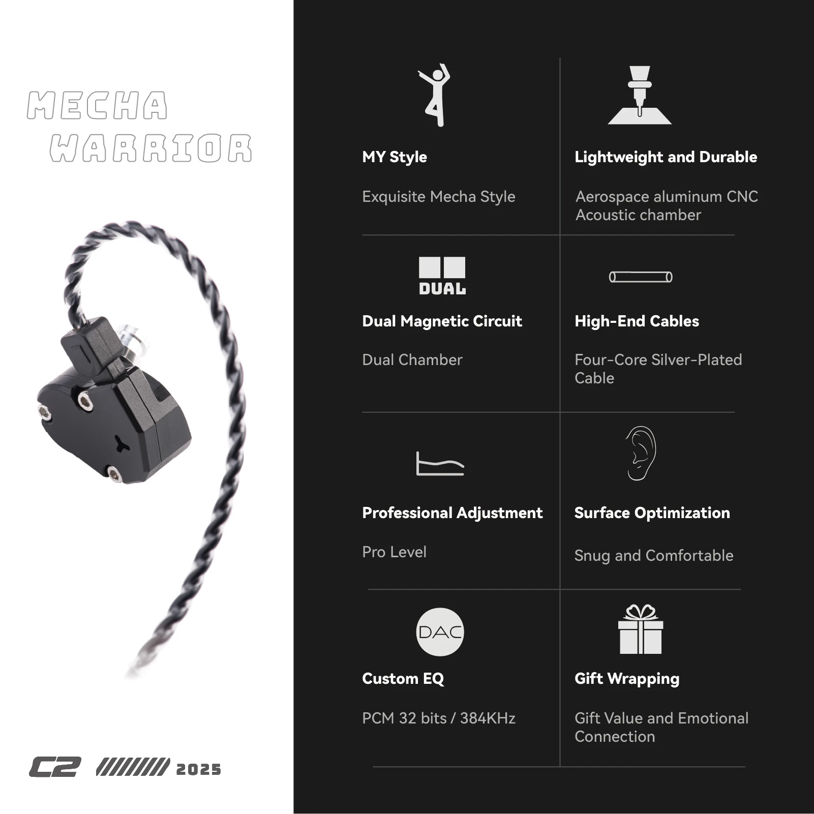 TINHIFI C2 / C2 2025 1DD In-Ear Monitor Earphone 10mm PU+LCP Composite Diaphragm Hifi Music Wired Earbud 0.78mm Detachable Cable