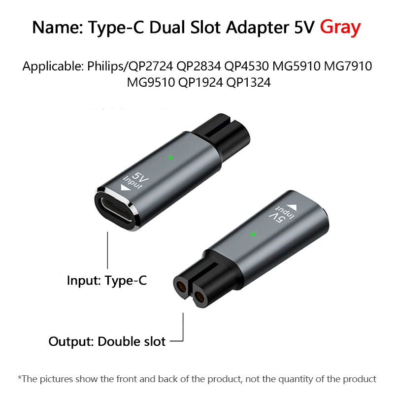 5V Type-C Shaver Adapter Charging Converter for Philips One Blade QP2724 QP2834 QP4530 QP1924 with Charging Indicator