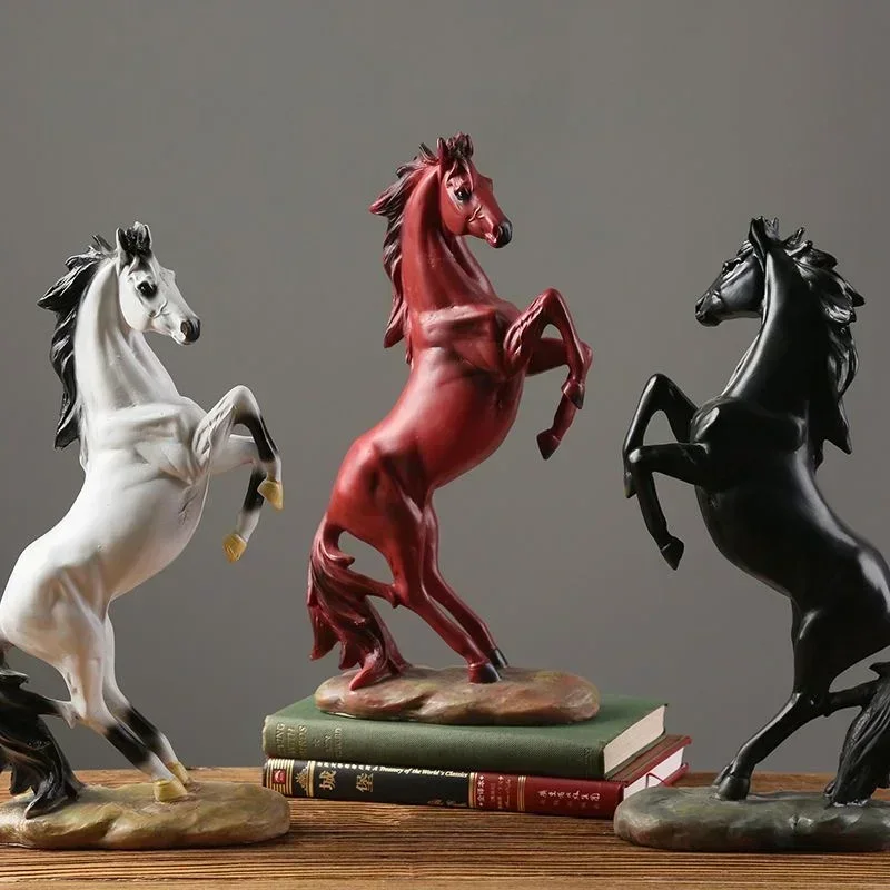 

Creative Standing Horse Resin Statue Horse Art Figurine Decorative Home Office Decor Ornaments for Desk Bookshelf Wine Cabinet