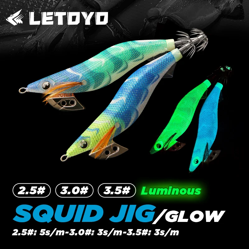 LETOYO Luminous eyes 3colors squid bait eging Artificial bait squid jig webfoot octopus Cuttlefish Sea Fishing lures sinking egi