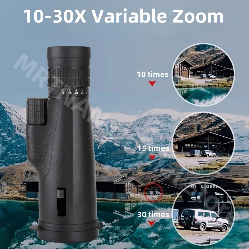 Monocular telescopio HD zoom 10-30x50 con trípode y clip para teléfono - imagen 3