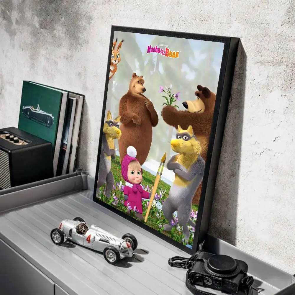 أنيمي-ماشا والدببة ملصق طباعة A5 A4 A3 A2 جدار ديكور فني لغرفة مكتب هدية لمحبي