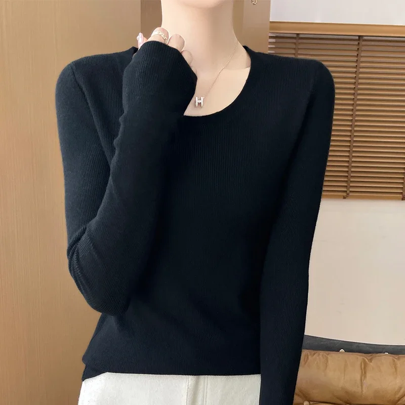 

New Autumn and Winter Woolen Sweaters for Women Round Neck Sweaters Versatile Bottoming Shirts Loose Knitted Sweaters