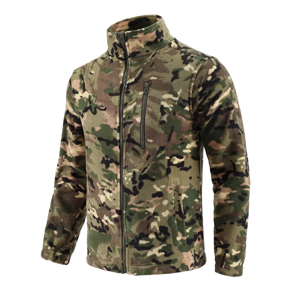 ESDY Double-sided Fleece Jacket Camouflage Warm Tactical Jackets Softshell Windebreaker Liner for Hunting Hiking Camping Skiing