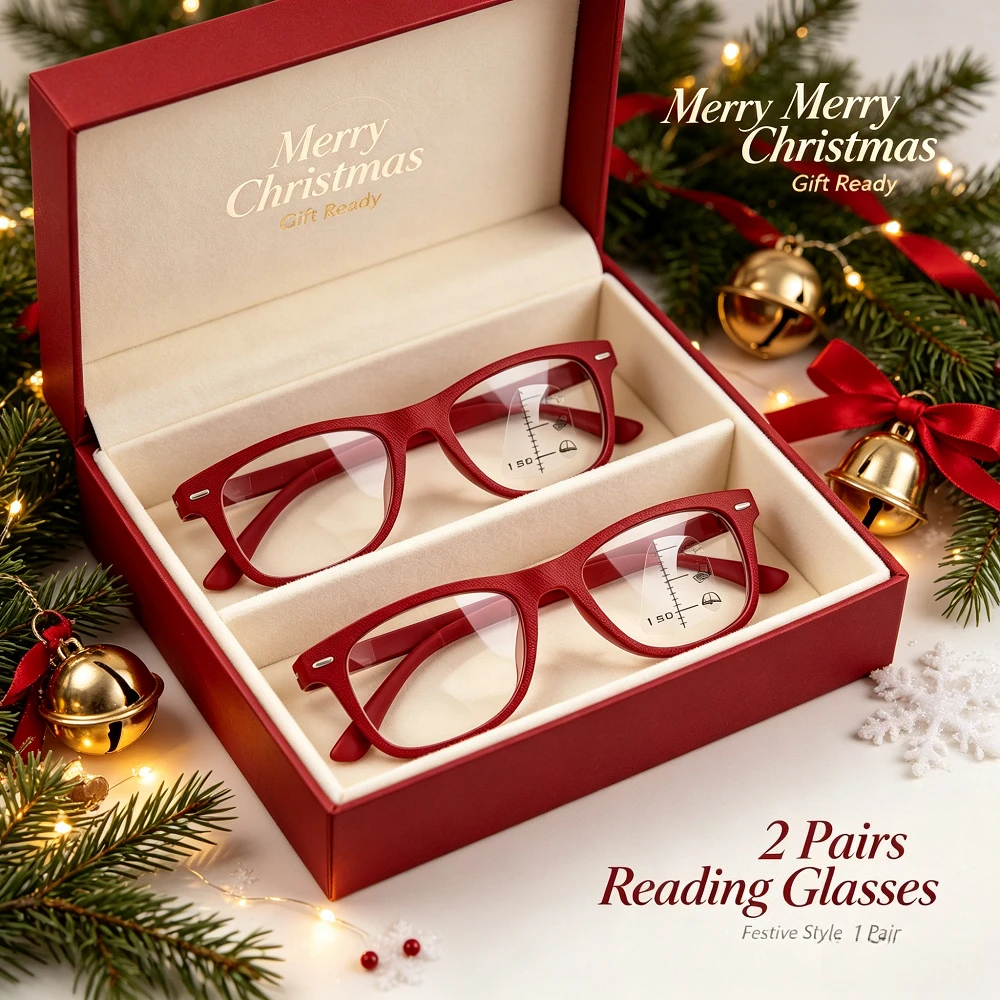 2 Pairs of Fashionable Textured Square Reading Glasses, Anti-Blue Light to Reduce Eye Fatigue, Suitable for Daily Use of Reading Computers, Recommended as Christmas and Halloween Gifts, Random Colors