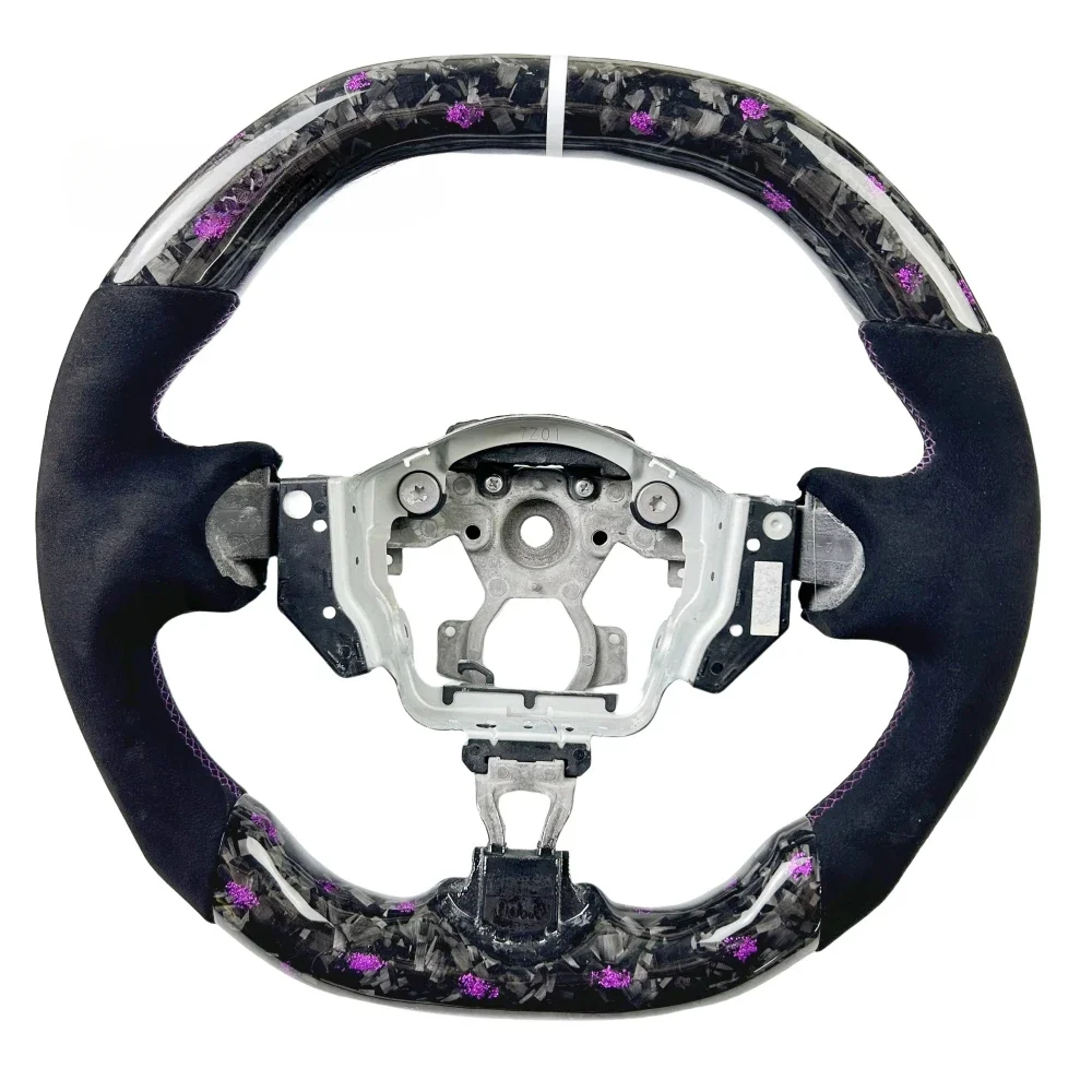 Factory Custom Flat Bottom Purple Forged Carbon Fiber Steering Wheel For Nissan 370Z FX35 Alcantara Custom