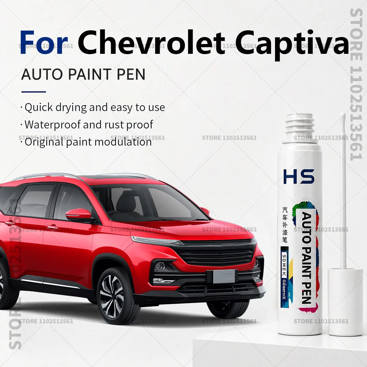 Touch Up Paint Pen – Quick Car Scratch Repair for Chips & Minor Scratches For 2006-2024 Chevrolet Captiva white silver Black Red