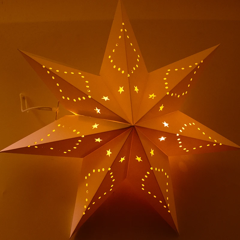 1Pcs Foldable Lantern Paper Lampshade Xmas Star 3D Hollowed Lampshade for Christmas Xmas Wedding Party Home Hanging Decorations