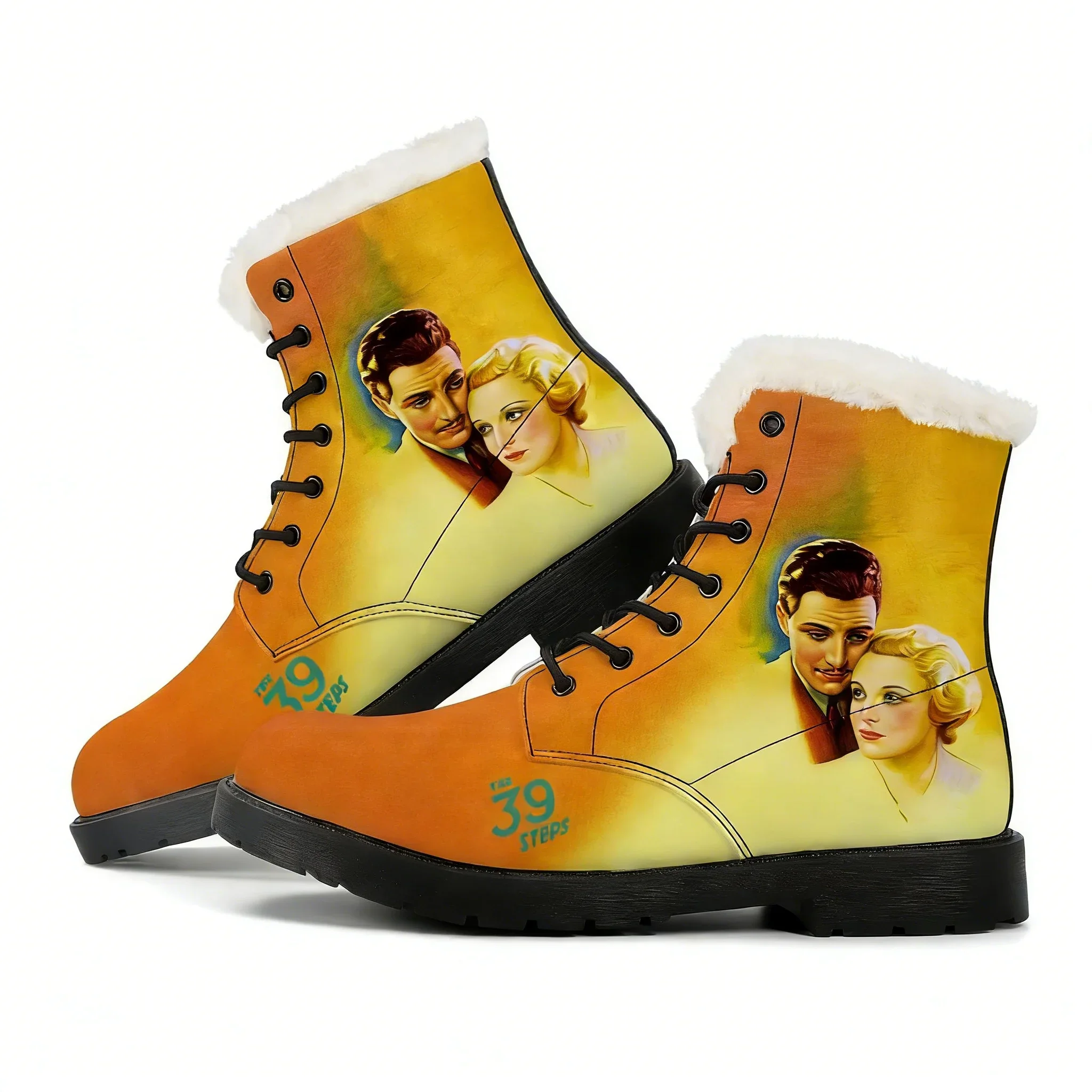 The 39 Steps Plush Boot Men Women Teenager Casual Shoe Outdoor Warm Boot High Quality Personalized Fashion Pattern Custom Shoes
